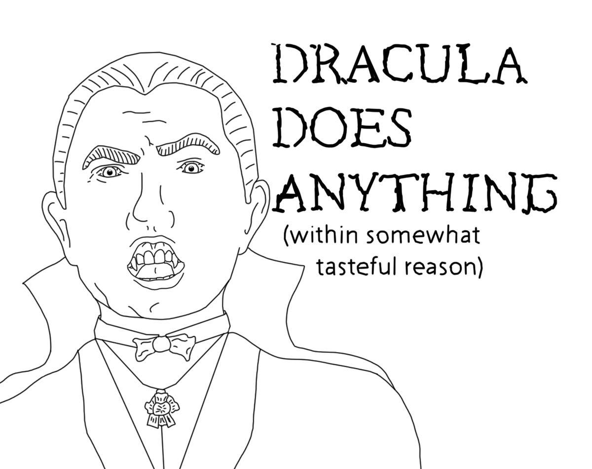 My horror comedy book "Van Helsing's Guide to Monsters and Dating" is out September 9th. Comment a screenshot confirming that you have pre-ordered the book and I will draw Dracula doing ANYTHING you request. Playing tennis, binging Mad Men, eating Richard Nixon. Anything!