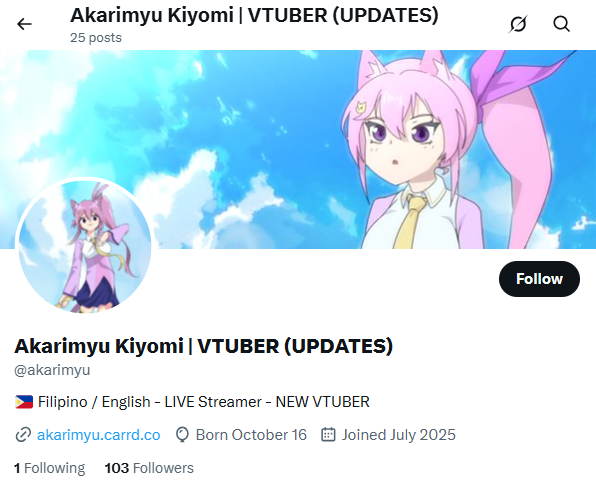 WE DID IT AAAAAA!! THANK YOU FOR 100 FOLLOWERS! now i'll be doin' my vtuber intro video aaaaaaaa x.com/akarimyu

#AkarimyuKiyomi #VTuber #VtuberUprising #PHVtuber #ENVtuber