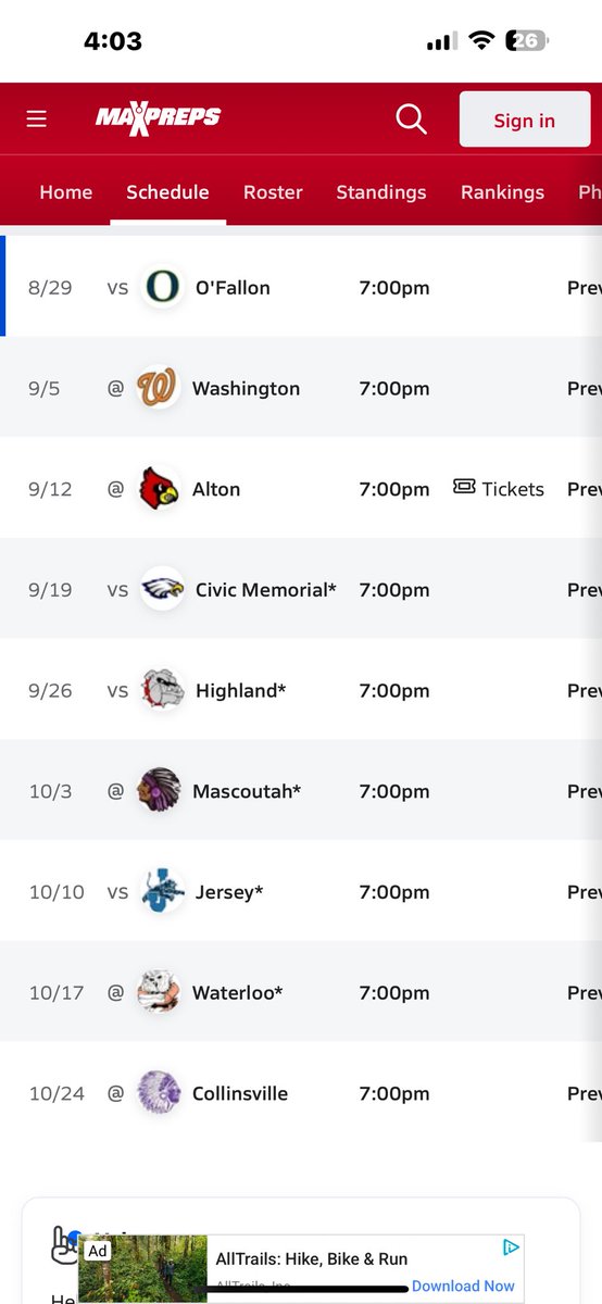 Triad Football Schedule