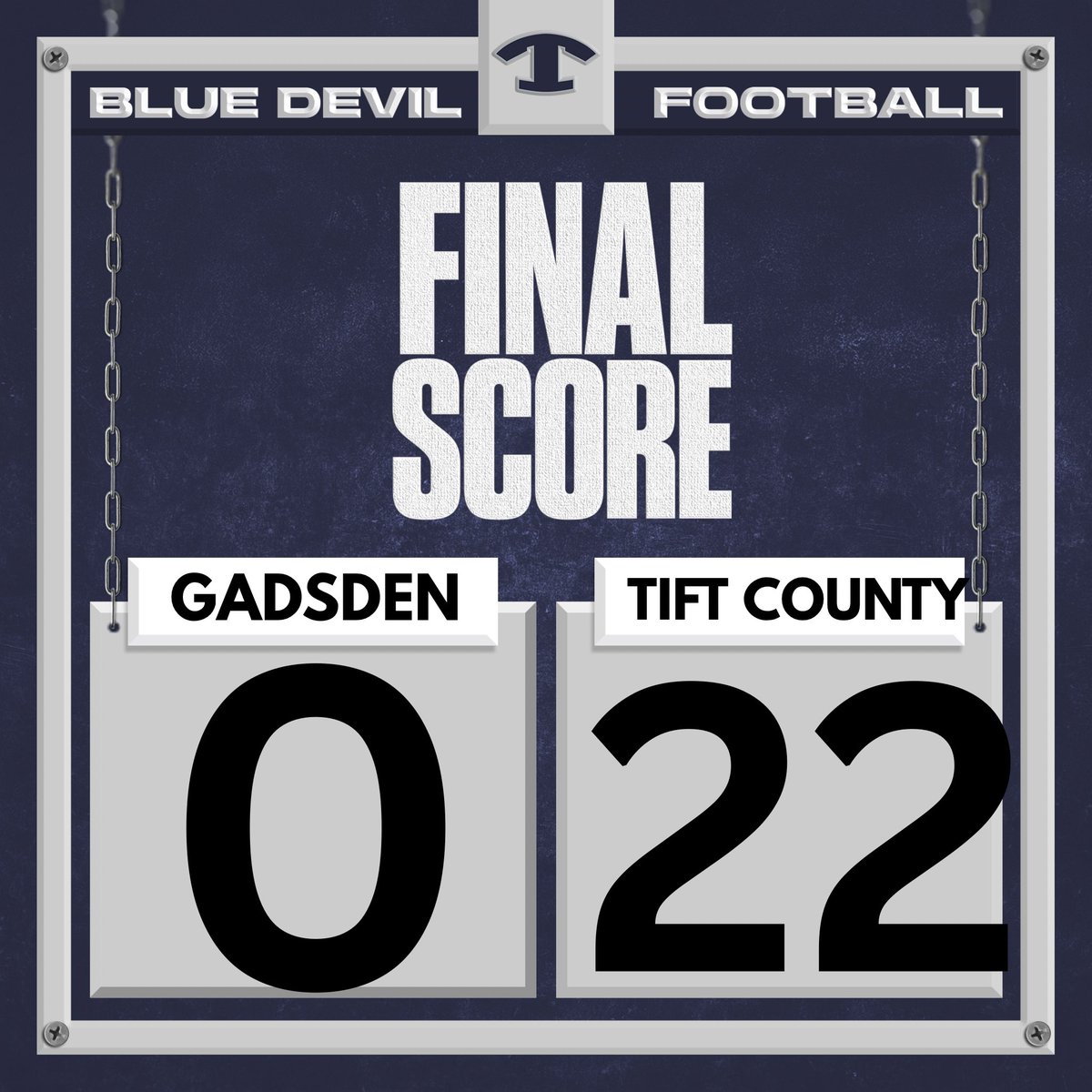 🔵 FINAL from Brodie Field 🔵
Your Blue Devils shut it down tonight with a 22–0 victory over Gadsden County, FL! 💪⚡

Next week we hit the road to take on Lee County in Leesburg. Let’s pack the stands and show up big as our Devils look to go 1-0 again for the week! 🔥