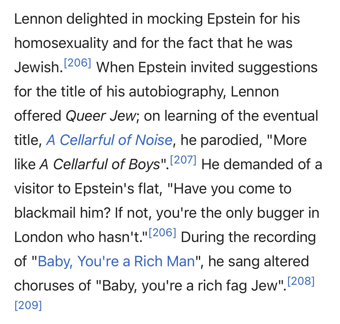 John Lennon was doing Cumtown bits to the Beatles gay manager