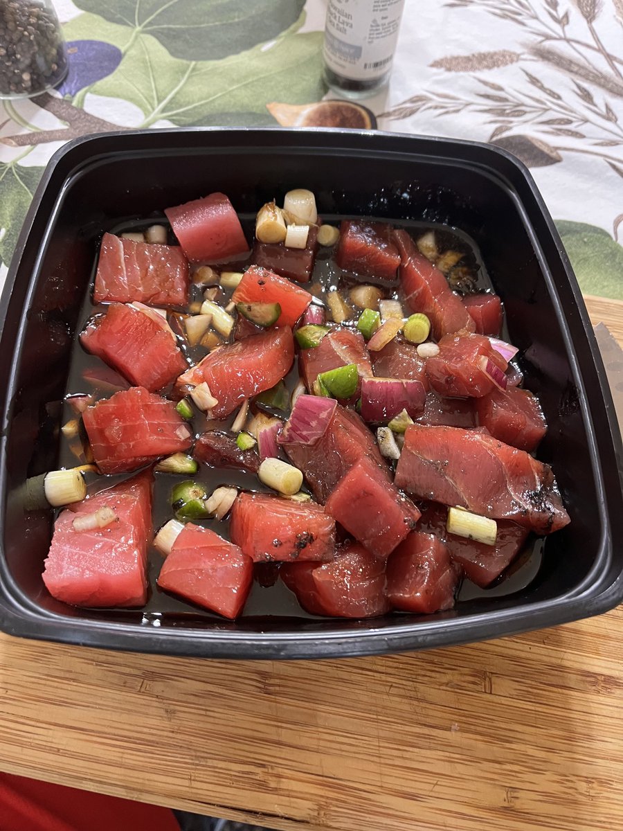 Putting together the fresh ahi poke for dinner tonight. Going to be good.