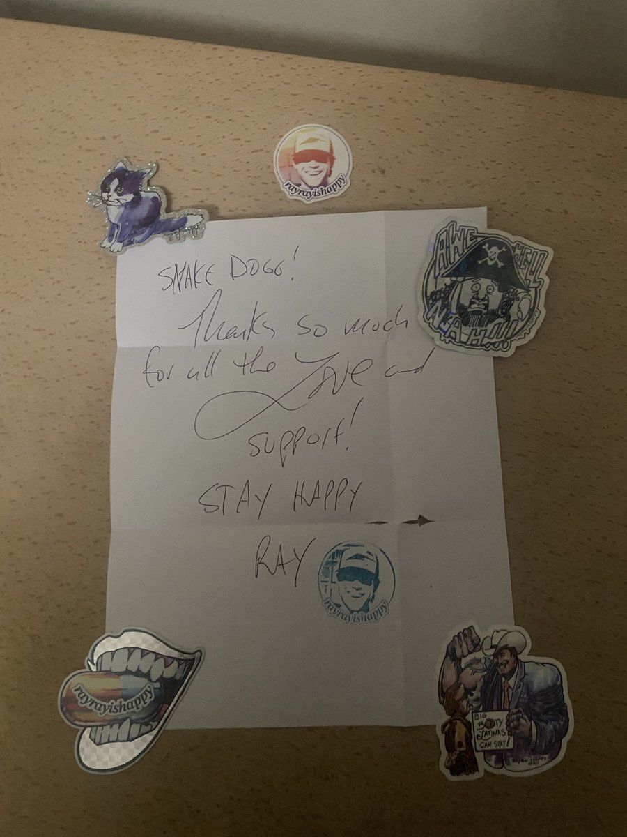 SnakeDogg (@snakedogg402) on Twitter photo Been a kinda shit day but got home to this teal envelope in my mail with a nice note and cool stickers that put a smile on my face!! <a href="/rayrayishappy/">RayRayIsHappy</a> is a cool dude and if you aren’t following him you should go do that right now! Been a kinda shit day but got home to this teal envelope in my mail with a nice note and cool stickers that put a smile on my face!! <a href="/rayrayishappy/">RayRayIsHappy</a> is a cool dude and if you aren’t following him you should go do that right now!