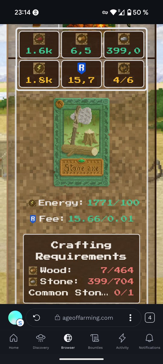 Games Quality Zone (@gq_zone) on Twitter photo Grinding continues! I'm farming resources for my Uncommon Axe in <a href="/Age_of_Farming/">Age of Farming Ronin</a>, and I think it's going to take me a week or two. 🌳⛏️
Lesson learned: I won't be crafting a Spear next time. It felt pretty useless in the early stages of the game.
Still, I'm happy with my progress Grinding continues! I'm farming resources for my Uncommon Axe in <a href="/Age_of_Farming/">Age of Farming Ronin</a>, and I think it's going to take me a week or two. 🌳⛏️
Lesson learned: I won't be crafting a Spear next time. It felt pretty useless in the early stages of the game.
Still, I'm happy with my progress