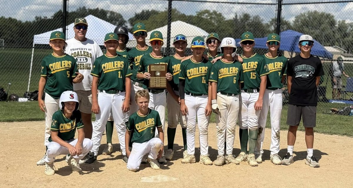 Coal City "A" (8th Grade) baseball team beats Wilmington in the semi 10-5 and then Morris GS 11-1 in the title game to win the 2025 IVC Tourney Championship. Derek Maxwell earns both wins. Carter Shain goes deep 3 times. Coalers score 21 runs and bang out 31 hits in the 2 games