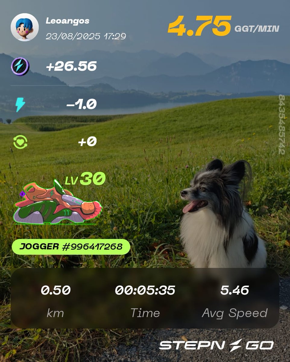Stepngostories (@stepngostories) on Twitter photo π Saturday Recap β #STEPNGO
π Runs: 3 β Energy: 10β‘
π° $GGT earned: 87.66 $GGT = $0.82 @ $0.0093
π Mystery Box Lv.4 secured π
π Companion: Coco still on fire πΎ
π Earnings this month: $32.96
π Earnings this year: $4,153.32
True ROI isnβt measured in tokens, but in health, π Saturday Recap β #STEPNGO
π Runs: 3 β Energy: 10β‘
π° $GGT earned: 87.66 $GGT = $0.82 @ $0.0093
π Mystery Box Lv.4 secured π
π Companion: Coco still on fire πΎ
π Earnings this month: $32.96
π Earnings this year: $4,153.32
True ROI isnβt measured in tokens, but in health,