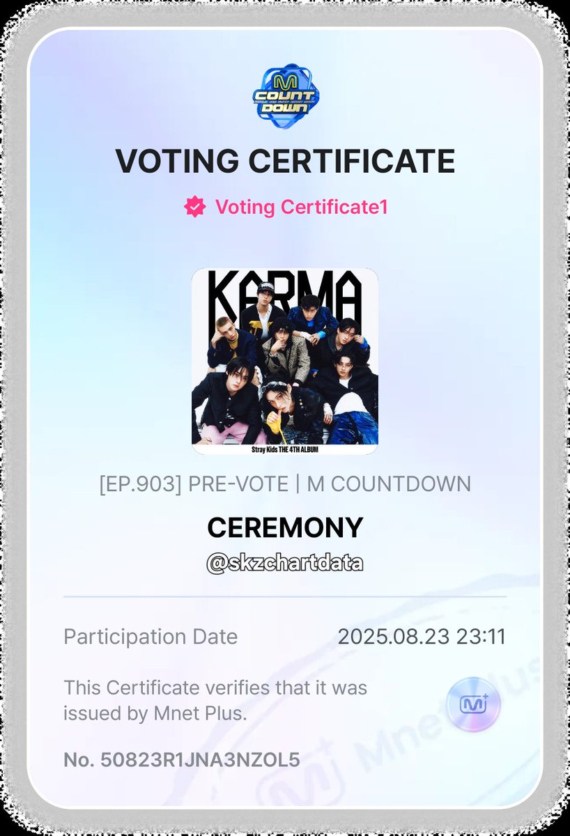 Stray Kids Chart Data (@skzchartdata) on Twitter photo PRE-VOTE: STAYs let's keep increasing the gap! <a href="/Stray_Kids/">Stray Kids</a> keep leading the M!COUNTDOWN voting.
#1 #CEREMONY โ 54,2%
#2 โ 31.3%
๐ณ๏ธ Widen the gap as much as possible!
๐ณ๏ธ Ends August 25, 11:59PM KST
๐ณ๏ธmnetplus.onelink.me/TRa8/xohkwx0b PRE-VOTE: STAYs let's keep increasing the gap! <a href="/Stray_Kids/">Stray Kids</a> keep leading the M!COUNTDOWN voting.
#1 #CEREMONY โ 54,2%
#2 โ 31.3%
๐ณ๏ธ Widen the gap as much as possible!
๐ณ๏ธ Ends August 25, 11:59PM KST
๐ณ๏ธmnetplus.onelink.me/TRa8/xohkwx0b
