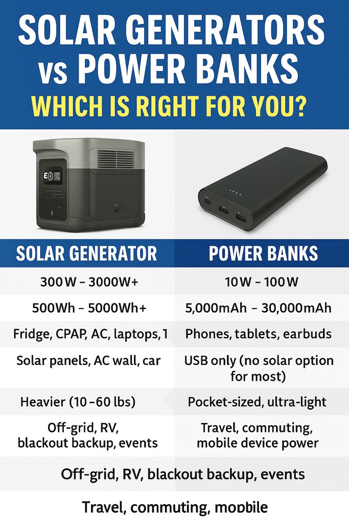 williamcoit's tweet image. 🆚 Solar Generators vs Power Banks 🆚
Which one actually meets your power needs on the go?
We break down charging speed, capacity, use cases, & price points.
🚐⚡🔋
📖 Read before you buy:
voltaura.solar/blogs/news/sol…
#solargenerator #powerbank #offgridlife #vanlife #portablepower…