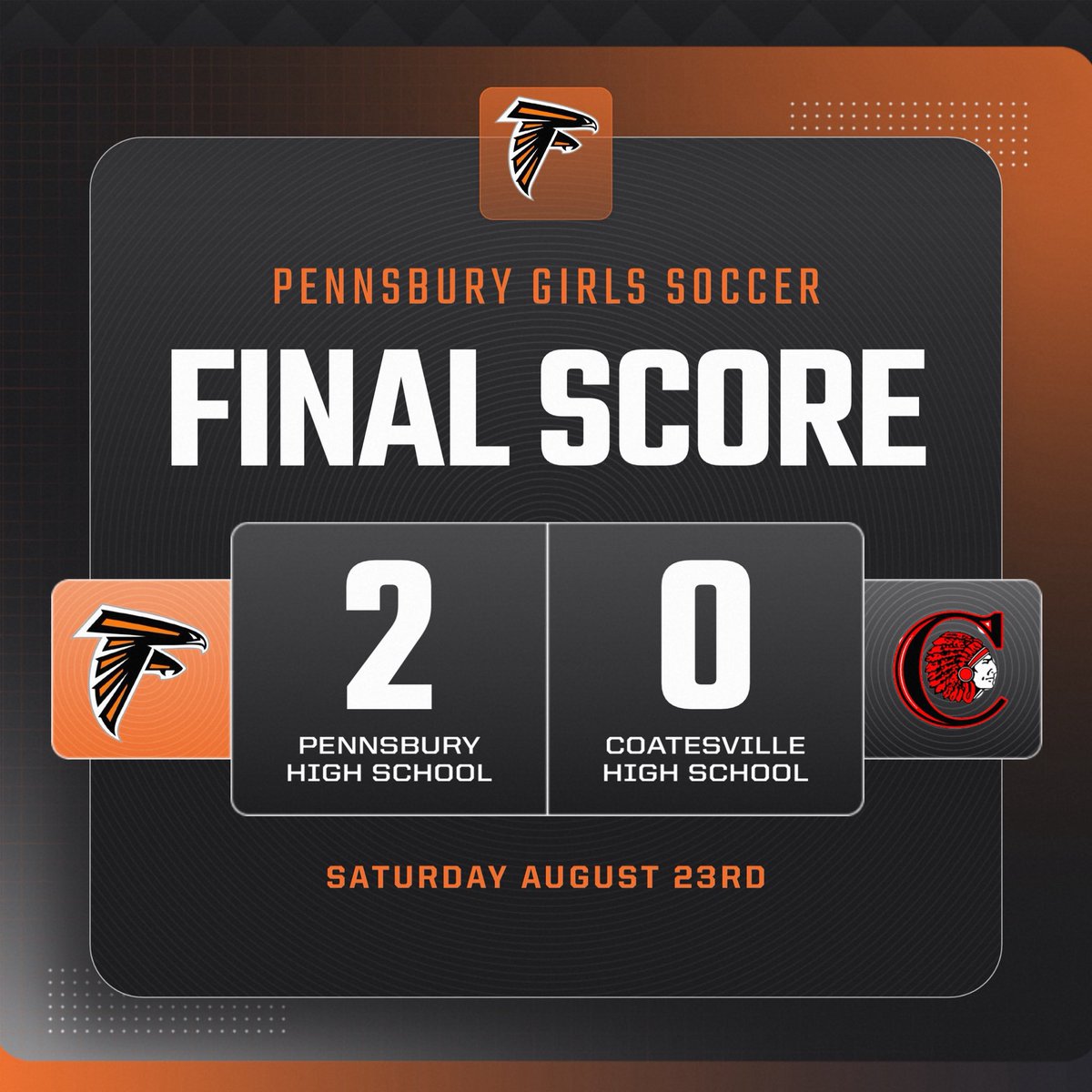 Falcons start the season 2-0 with a W over Coatesville! 
Post credit to Jess Joniak