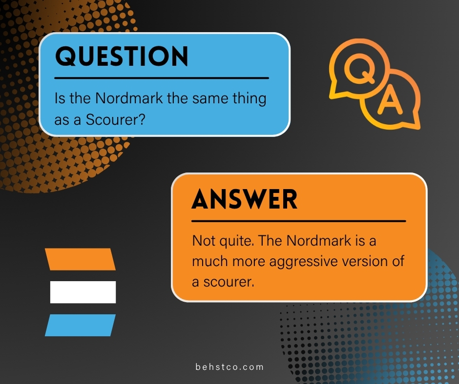 BehstCo's tweet image. Q: Is the Nordmark the same thing as a Scourer?
A: Not quite.  The Nordmark is a much more aggressive version of a Scourer.

Do you have a question? DM or email media@behstco.com