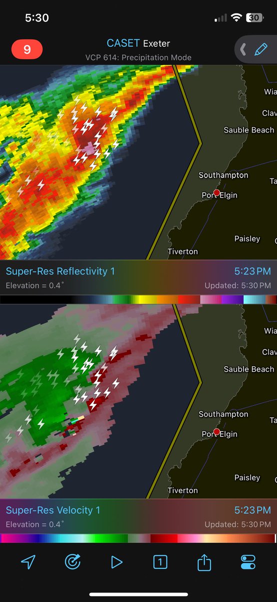 Not too shabby strongest I’ve seen in months lol, 5:30pm #onstorm #onwx
