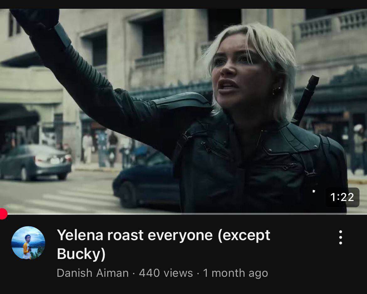 yelena be like you’re ALL stupid ass BITCHES. except you bucky. we love you our 108-year-old babygirl