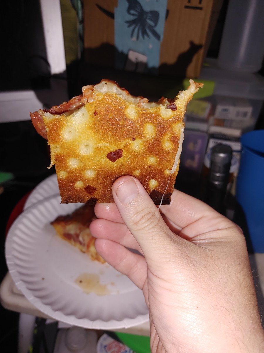 So, today my brother gave us a frozen pepperoni pizza from Costco to take home &amp; try. He said it's the best frozen pizza he ever ate. I was gonna wait till Wednesday, but my mom wanted to try it. 

Holy shit it's good! Later on will be the cold test.