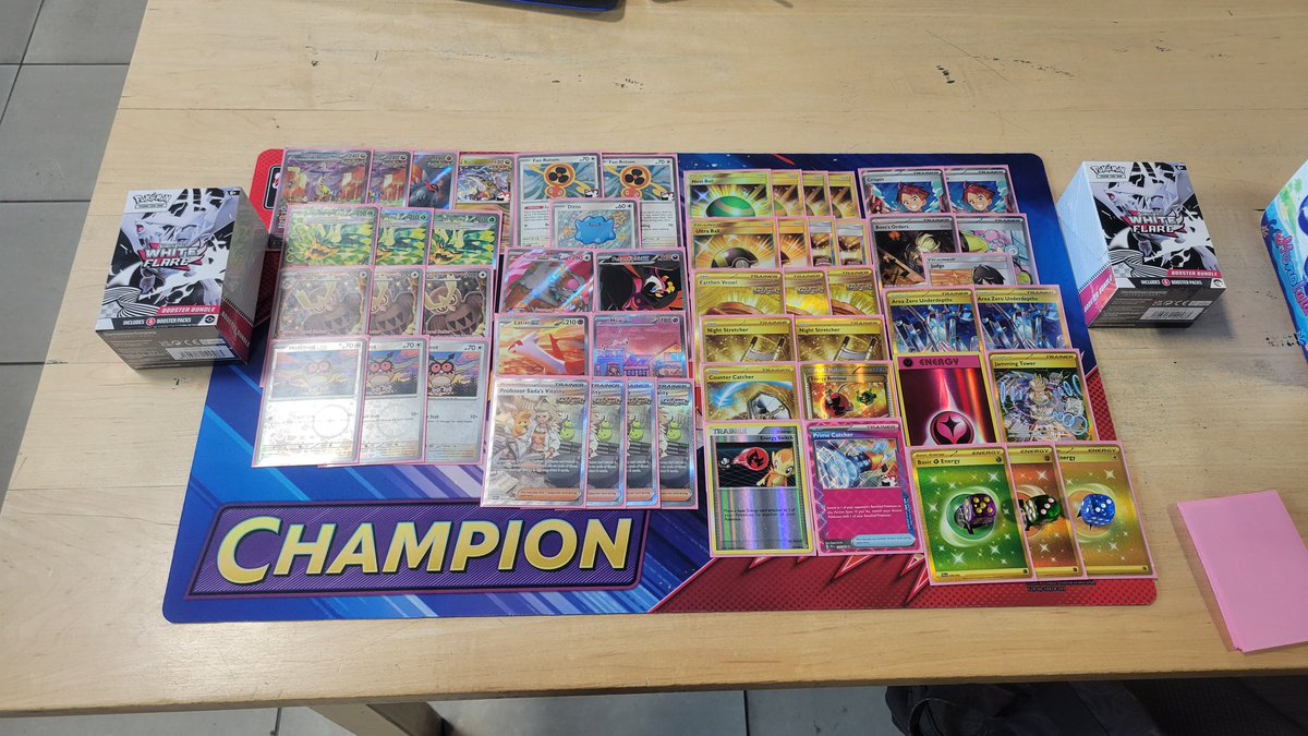 4th Cup win on the board baby let's goooooooo 🐉⚡️

R1 Miraidon ex W
R2 Roaring Moon Dudunsparce W
R3 Raging Bolt ex W
R4 Grimmsnarl ex ID
R5 Gardevoir ex ID
T8 Miraidon ex WW
T4 Dragapult Dusknoir WW
Finals Charizard Pidgeot Dusknoir WW