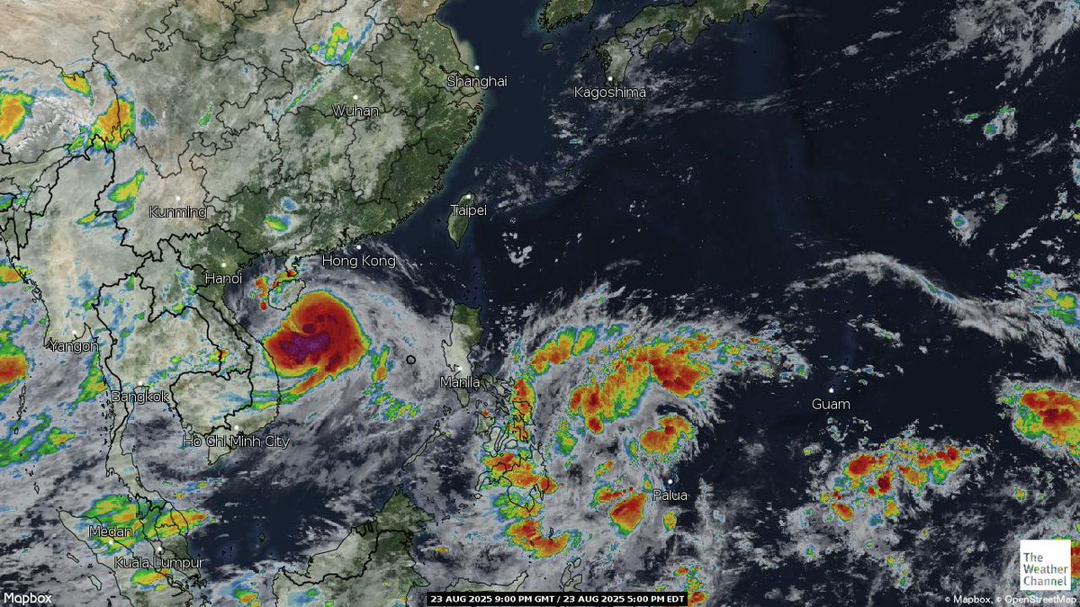 24-8-68

04:00 ภาพดาวเทียมย้อมสีจาก TWC แสดงกลุ่มฝนในเอเชียตะวันออกเฉียงใต้และโซนตะวันตกของมหาสมุทรแปซิฟิกเวลานี้