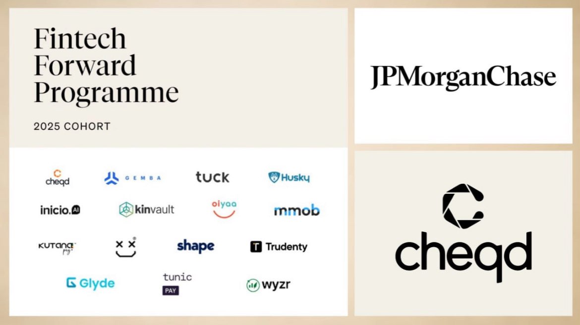 JPM knows the importance of digital identity.  Excited $cheq has been selected for the fintech forward programme.  $cheq technology speaks for itself.