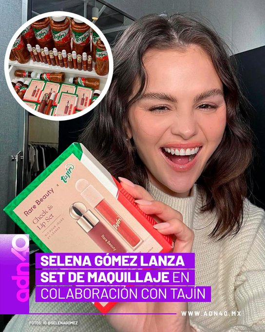 🇲🇽💄 Selena Gomez celebra su herencia mexicana con Rare Beauty x Tajín: un set en edición limitada que incluye rubor "Chamoy" y brillo labial "Clásico", inspirados en los colores y sabores únicos del famoso condimento mexicano