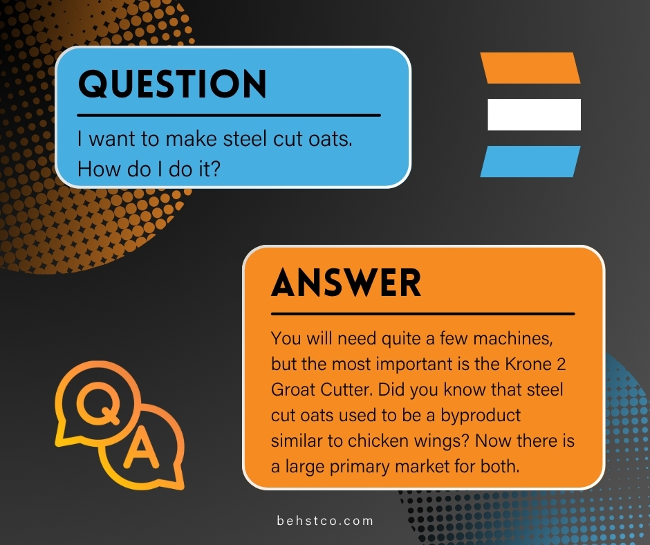 BehstCo's tweet image. Q: I want to make steel cut oats, How do I do it?
A: You will need quite a few machines, but the most important is the Krone 2 Groat Cutter.

Do you have a question? DM or email media@behstco.com