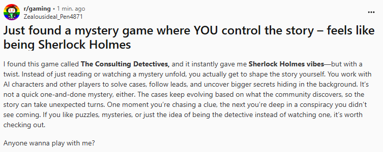 a mystery game where you control the story... its like being inside the detective series, sherlock holmes ⚠️

#sherlockhlomes #sherlock #detective