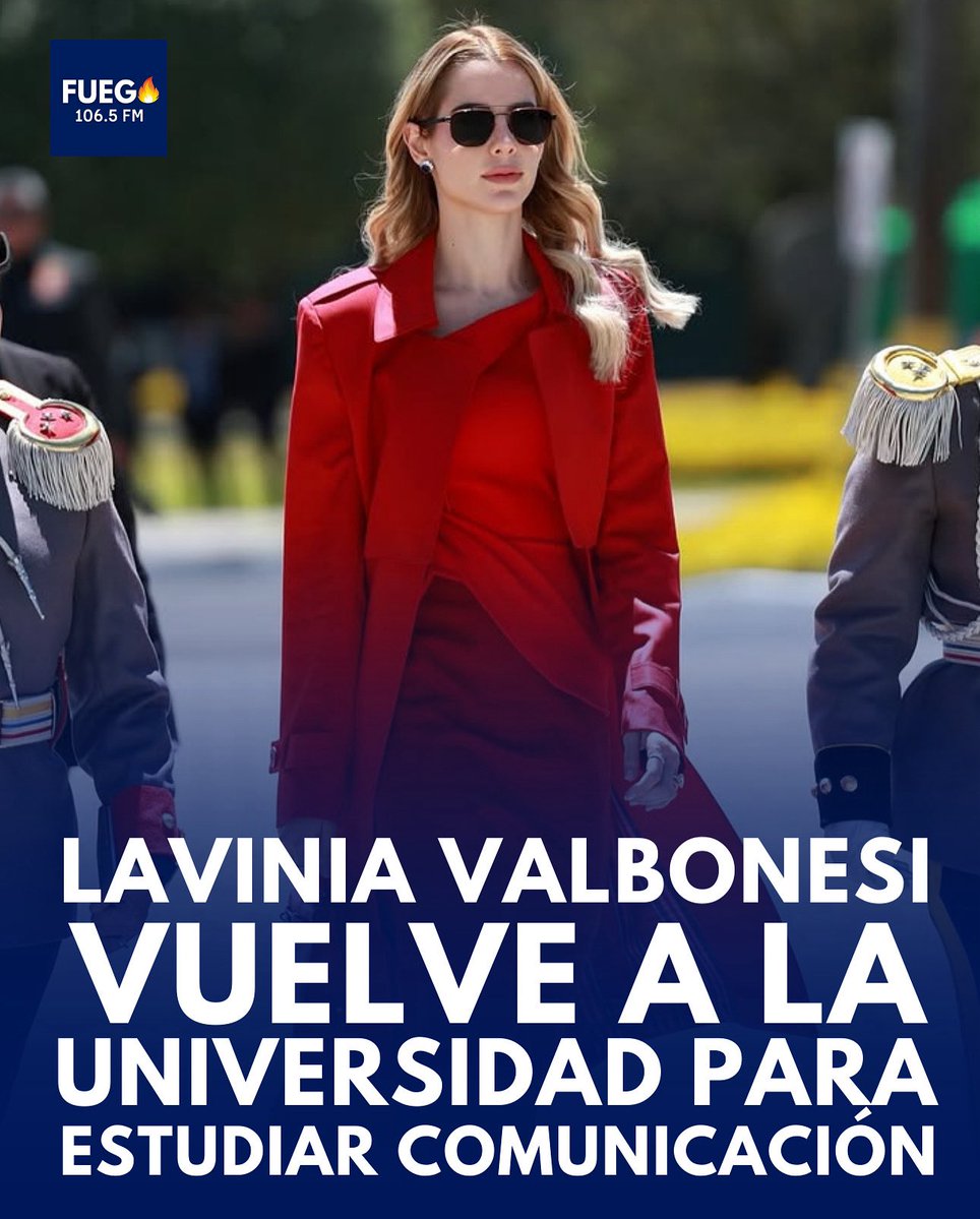106.5 FM Radio Fuego (@fmradiofuego) on Twitter photo 📚 La primera dama del Ecuador, Lavinia Valbonesi, <a href="/laviniavNoboa/">Lavinia V. Noboa</a> anunció que estudiará la carrera de Comunicación en la Universidad Hemisferios (UHE) de Quito y que culminará en un año gracias a la convalidación de materias.
🎓 Valbonesi cumplirá con todos los requisitos 📚 La primera dama del Ecuador, Lavinia Valbonesi, <a href="/laviniavNoboa/">Lavinia V. Noboa</a> anunció que estudiará la carrera de Comunicación en la Universidad Hemisferios (UHE) de Quito y que culminará en un año gracias a la convalidación de materias.
🎓 Valbonesi cumplirá con todos los requisitos