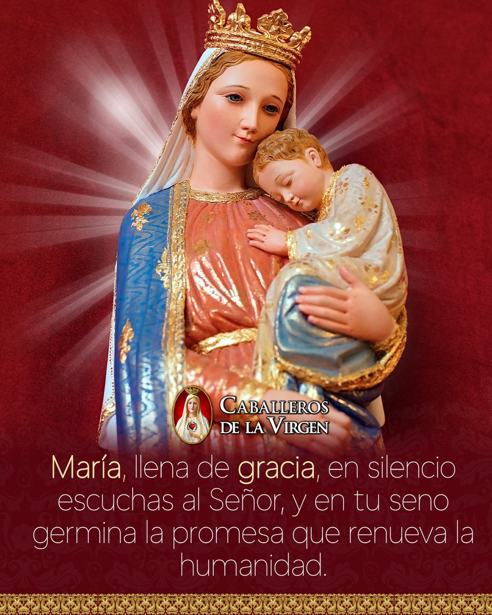María llena de gracia, en silencio escuchas al Señor y en tu seno germina la promesa que renueva la humanidad. Madre obediente, enséñanos a escuchar y confiar. Que tu ejemplo nos inspire a guardar la Palabra en el corazón y vivirla con amor profundo y constante.