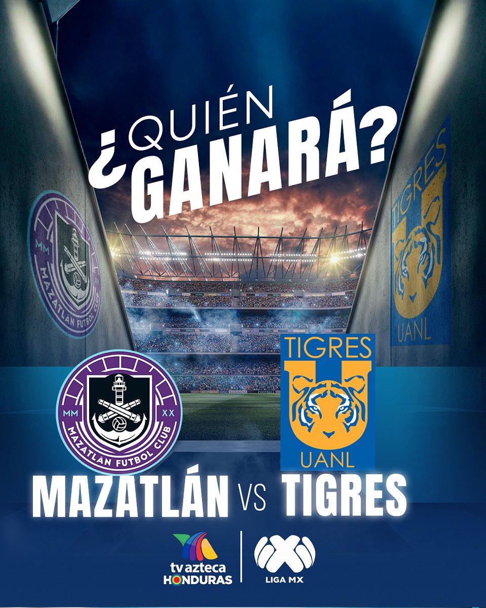 ‼️Mazatlán 🆚 Tigres ‼️

💣Que no se te pase por alto este gran encuentro 💣

Viernes de partido de Liga Mx a las 8:50 p.m. ⏰⌛️

Sintonízanos por Tv Azteca Honduras 📺🎥

#TvAztecaHonduras #MazatlánVSTigres