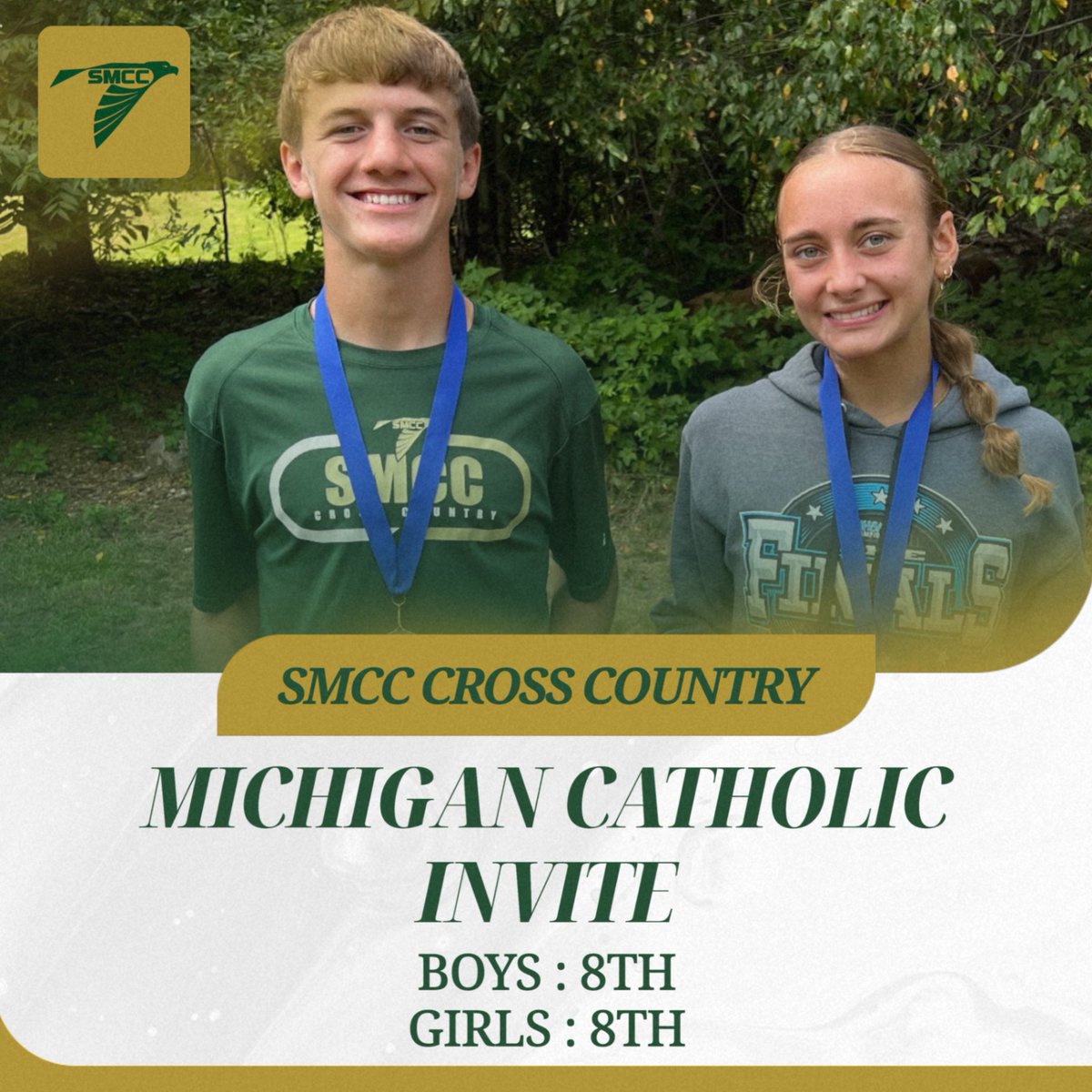 Both the boys and girls finished 8th at the Michigan Catholic Invite today. 

Bella LaFountain finished 6th out of 68 athletes, and Chrstian Craanen finished 3rd out of 96 athletes. 

#GoFalcons #GoKestrels