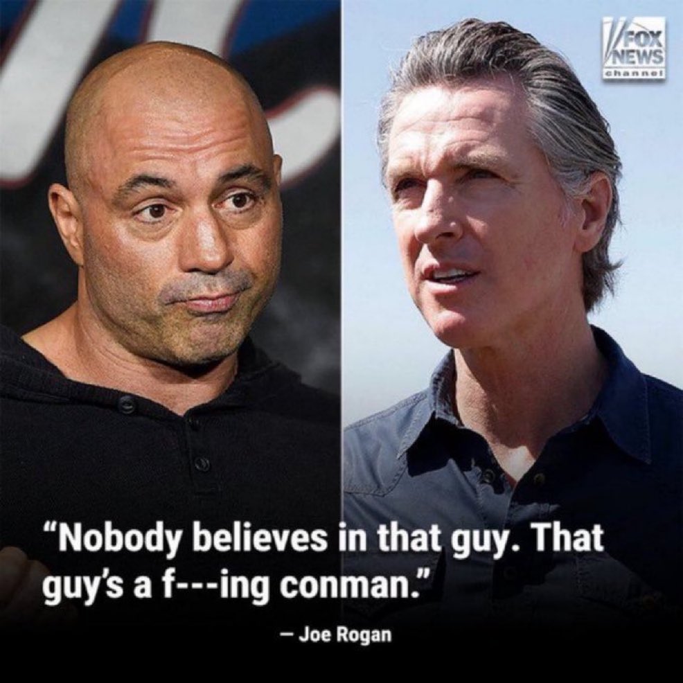 🇺🇸ColonelMAGAMark🇺🇸 (@colonelmark4) on Twitter photo <a href="/GovPressOffice/">Governor Newsom Press Office</a> Rogan and Trump are both correct. Newscum is a bull shitting conman <a href="/GovPressOffice/">Governor Newsom Press Office</a> Rogan and Trump are both correct. Newscum is a bull shitting conman