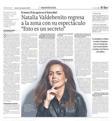 Natalia Valdebenito se presenta el próximo 29 de agosto en Concepción. Entrevista hoy en Diario El Sur <a href="/ValdebenitoNata/">Natalia Valdebenito</a> ✨