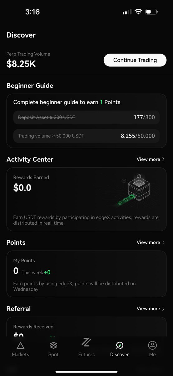 Don’t fade <a href="/CryptoGodJohn/">Johnny</a>  he said this will be a banger airdrop in q4. I trust bro whole heartedly. Socially arbitraging him once again. On my way to passing beginner steps super easy to use. It’s like Phemex fr. My referral link for <a href="/edgeX_exchange/">edgeX</a>  is below -