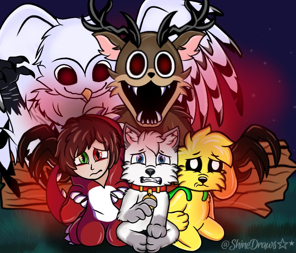 shineDraws_'s tweet photo. El team furro? Xd en el bosque 99 noches 🏞🌙
Y Sobrevivir a sus peligros 🩸🦉🦌
#TeamFurro ?) #CoMPaS #Fanarts #alexylobito https://t.co/FUA8zBvSnw