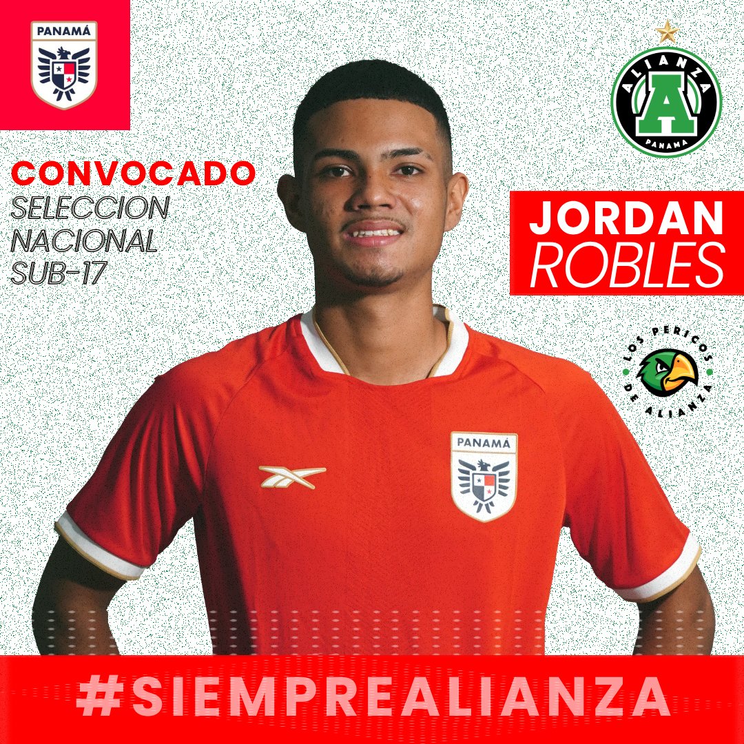 𝗖𝗢𝗡𝗩𝗢𝗖𝗔𝗗𝗢 𝗦𝗨𝗕-𝟭𝟳 🇵🇦
Nuestro delantero juvenil JORDAN ROBLES ha sido convocado por el DT Leonardo Pipino para la gira a Venezuela de la Selección Nacional Sub-17 <a href="/fepafut/">FEPAFUT</a>  🔴Enfrentaremos a Honduras y Venezuela

Exitos Jordan⚽️

#SiempreAlianza 
#OrgulloVerdolaga