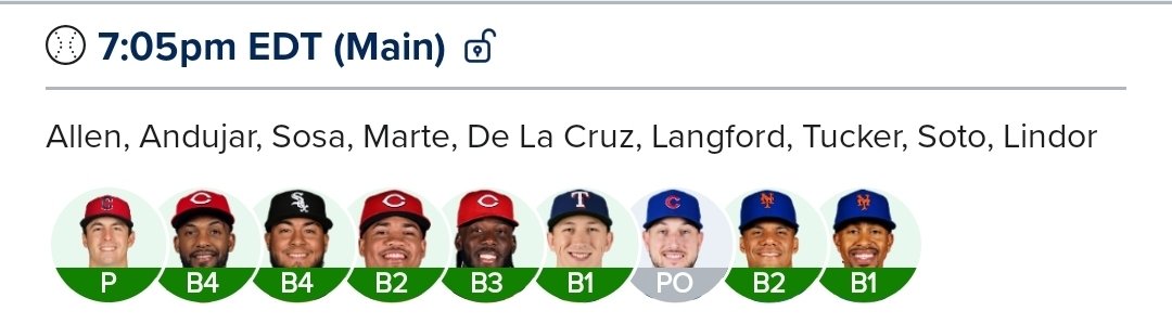 all4adfcaf's tweet image. Fanduel mlb main slate lineup