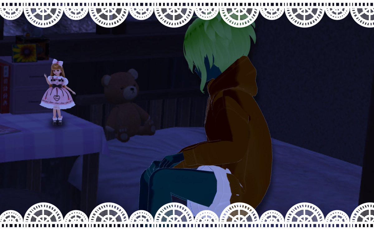 [I envy you, dolly.]

[You don’t have to worry about such things whatsoever.]

[Instead, you’re admired by all those who see you.]

[What an amazing way of living that must be.]