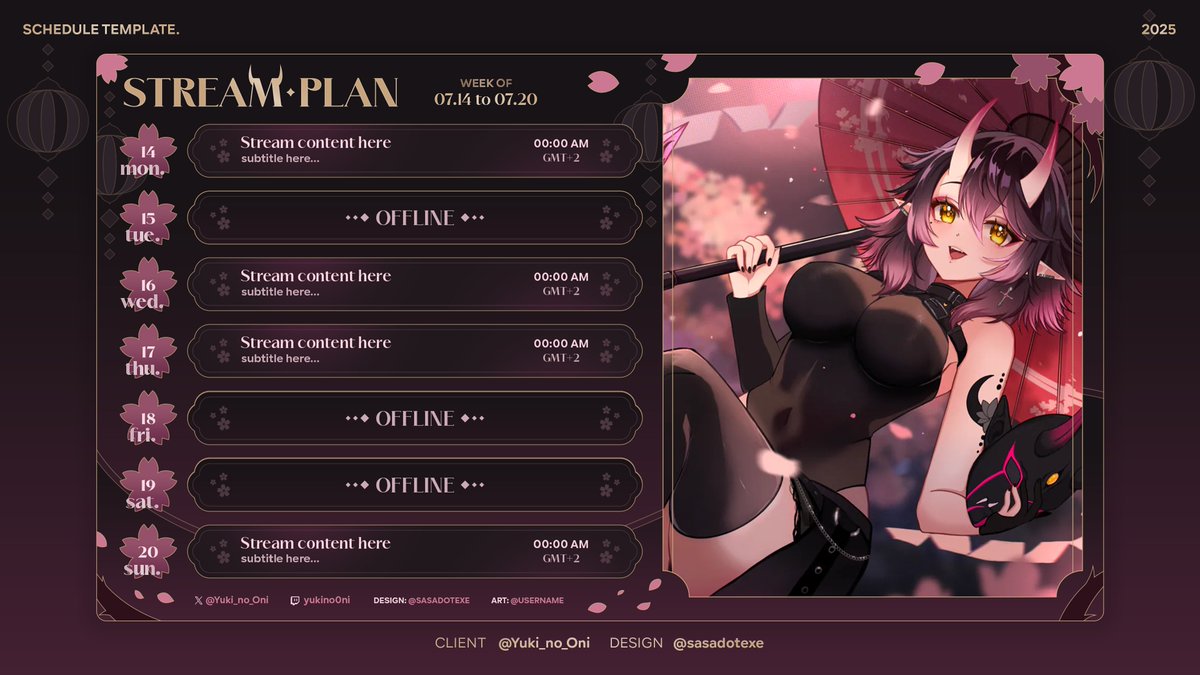 【 SCHEDULE TEMPLATE】

→ for <a href="/Yuki_No_Oni/">Yuki No Oni</a>🌸  ♡ Thank you for the opportunity!

#VGenComm