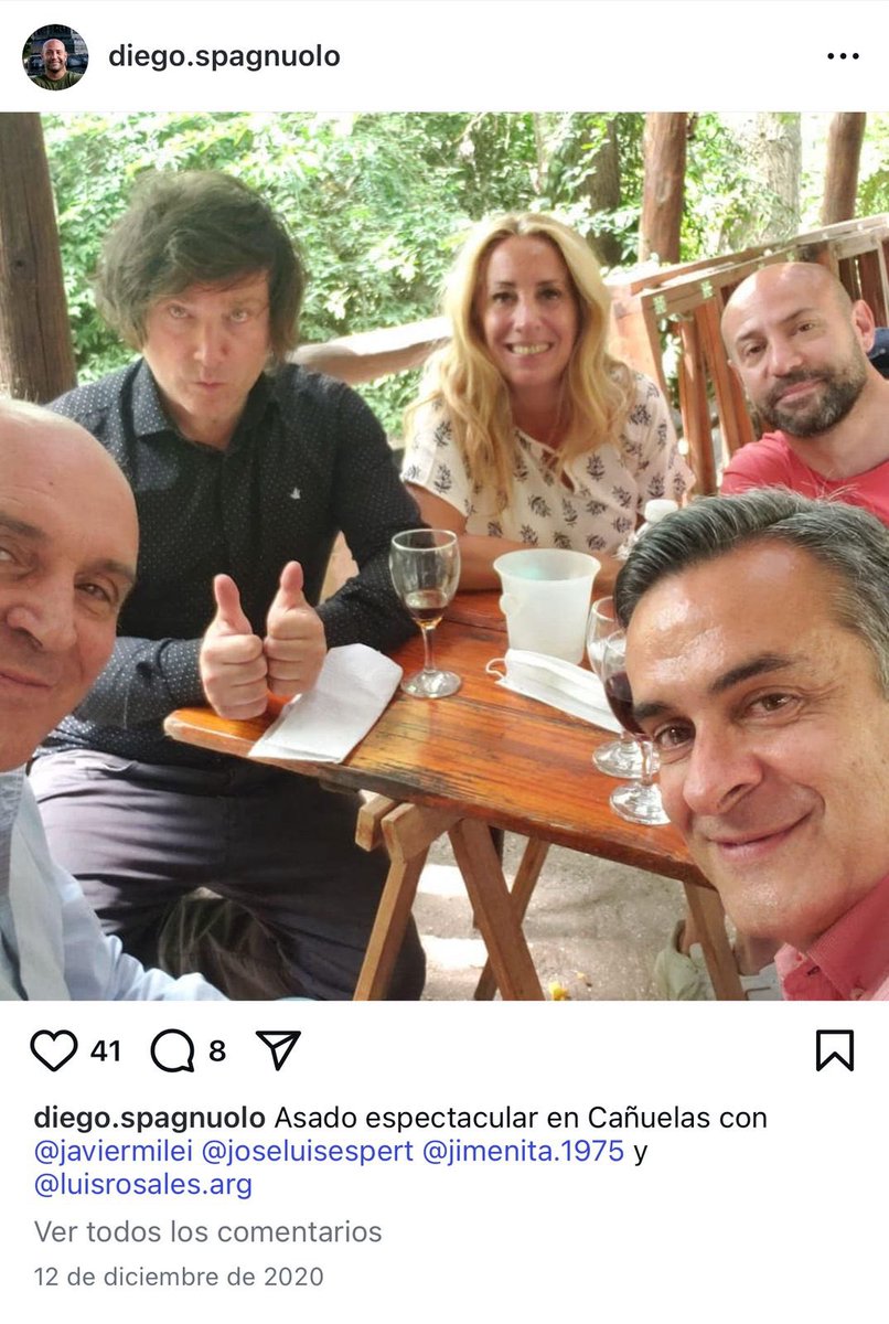 Manu Jove (@manujove) on Twitter photo El Jefe de Gabinete dice que Villarruel acercó a Spagnuolo a LLA. Es lo que, según Francos, le dijo el Presidente. Curioso, ya que Villarruel se sumó en 2021 y Spagnuolo se juntaba con Milei y otros liberales en 2020, como muestra la foto (con fecha). Una mentira atrás de otra. El Jefe de Gabinete dice que Villarruel acercó a Spagnuolo a LLA. Es lo que, según Francos, le dijo el Presidente. Curioso, ya que Villarruel se sumó en 2021 y Spagnuolo se juntaba con Milei y otros liberales en 2020, como muestra la foto (con fecha). Una mentira atrás de otra.