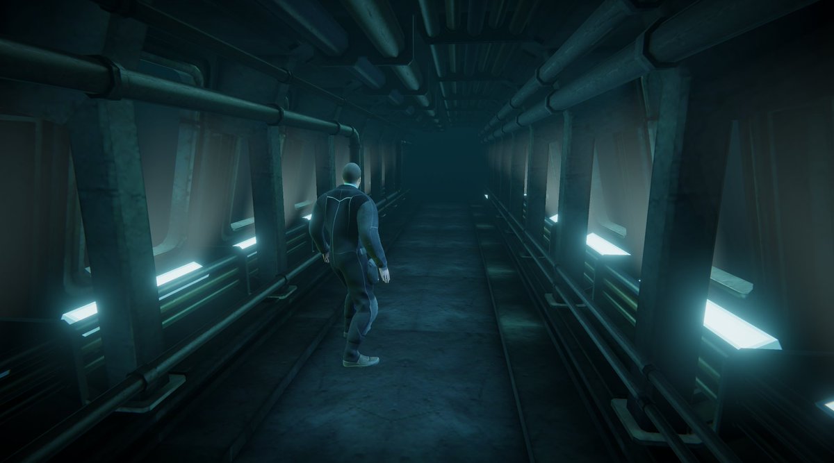 still trying to figure out how to get a cool deep underwater look. Exteriors are working really well already.Interiors are making trouble for me. So everybody who has an opinion, tips and tricks etc. i want to hear it <3 #gamedev #survivalhorror #horrorgame