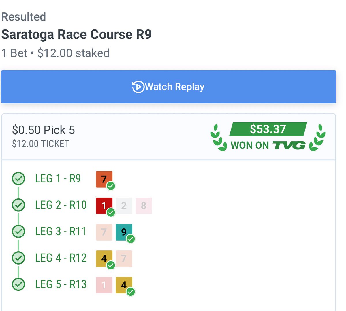 The chalk screeched loudly across my pick 5 and each winning horse,  ever so deserving . Happy Travers Day !