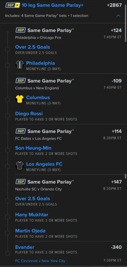 Chedzz's tweet photo. MLS MEGA (+2800) ⚽️🏆

⭐️20 Likes for a Safer DK Boost Play

Safer play will be a combo of the Philly / Chicago and Nashville / Orlando game for me today. 

#MLSPicks #GamblingX https://t.co/3eviVGMoJi