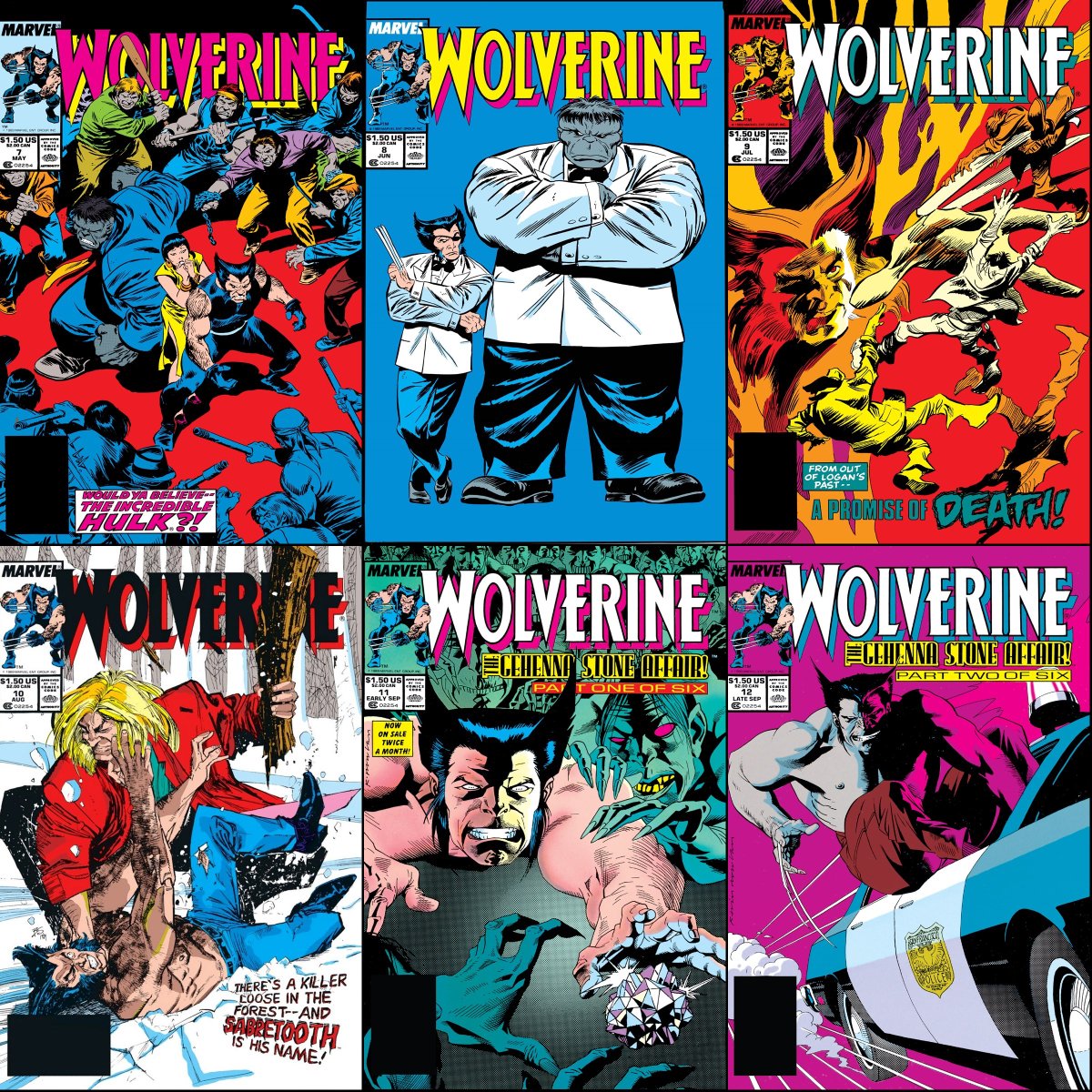 Wolverine #7-12 cover dated May-September 1989.