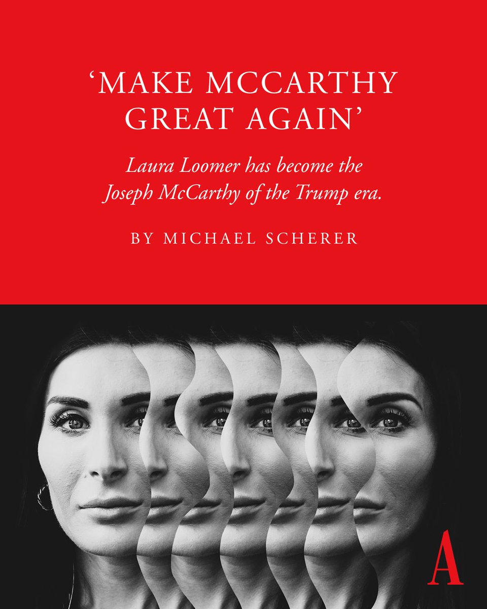 The Atlantic (@theatlantic) on Twitter photo “We need to make McCarthy great again,” Laura Loomer told <a href="/michaelscherer/">Michael Scherer</a> when he suggested her effort to get federal employees fired for supposed disloyalty to Trump recalled the Red Scare of the early 1950s.
She responded: “McCarthy was right.” theatln.tc/1P82L6ir “We need to make McCarthy great again,” Laura Loomer told <a href="/michaelscherer/">Michael Scherer</a> when he suggested her effort to get federal employees fired for supposed disloyalty to Trump recalled the Red Scare of the early 1950s.
She responded: “McCarthy was right.” theatln.tc/1P82L6ir