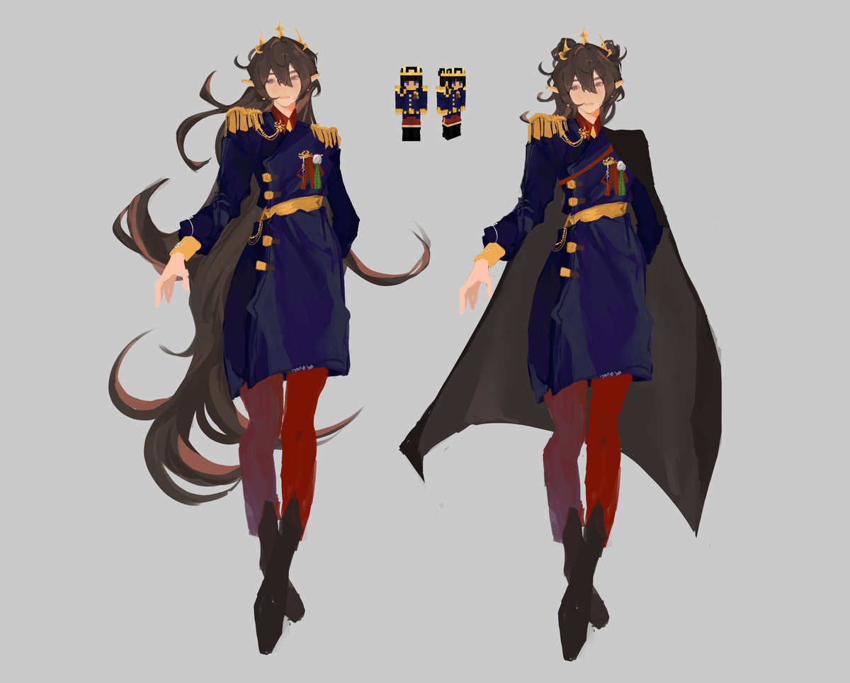 cynikka design !! but i like both long hair and space buns (and i like flowy capes) so two! #statesmp