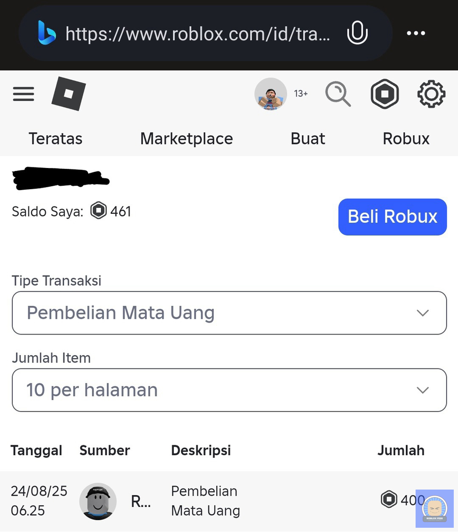 !roblox akhirnya dapat 400 robux gratis dari bing
