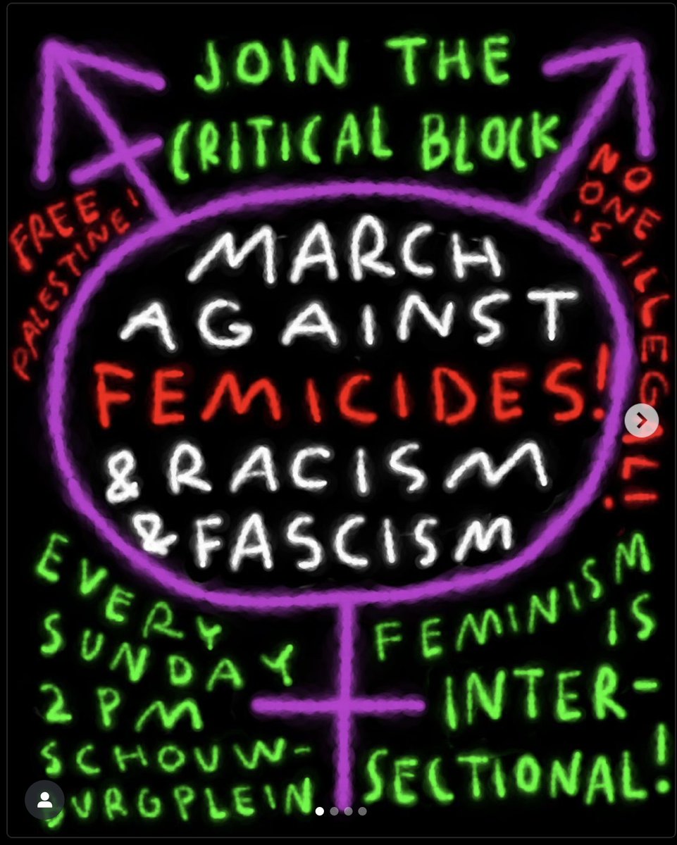 "NO ONE'S ILLEGAL!" tezamen met "MARCH AGAINST FEMICIDES!"
KNET TER GEK