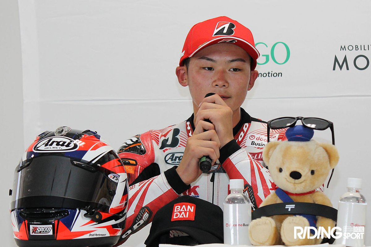 RIDINGSPORT's tweet photo. 尾野弘樹（https://t.co/DY4D92ftd2 7C GALESPEED）「今週は全セッショントップで走れたし、タイヤも体力もきつかったけれど、久々に強いレースができたかな」【全日本RR第4戦もてぎJ-GP3決勝トップ3会見コメント】
#全日本ロードレース #JRR #JGP3 #モビリティリゾートもてぎ
https://t.co/tfyaGeCiBv https://t.co/2SsrKc0f4g