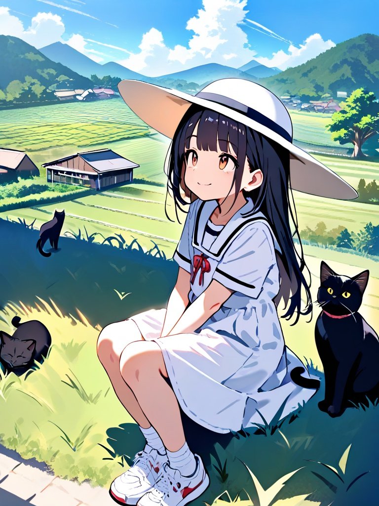 #AIイラスト
あの雲が来たら日陰にしてくれるよ