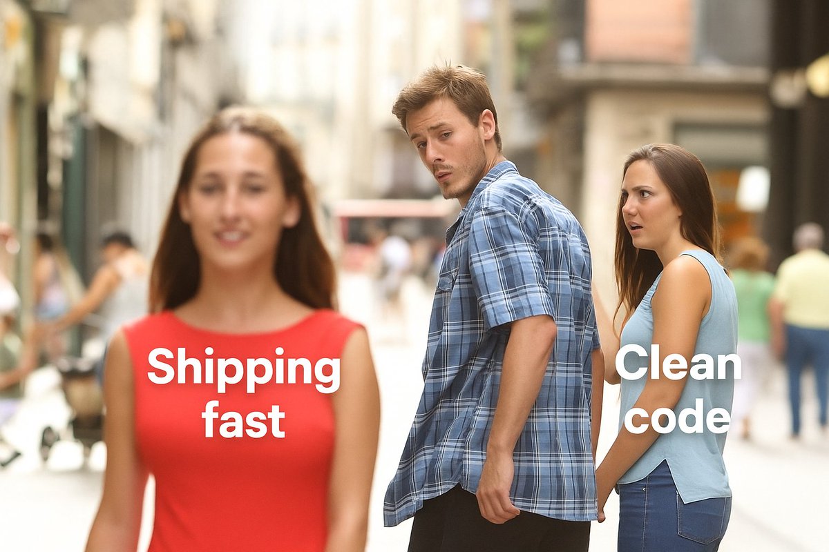 Shipping fast = bad code.
Shipping slow = bad product.
Either way, future-you will cringe.