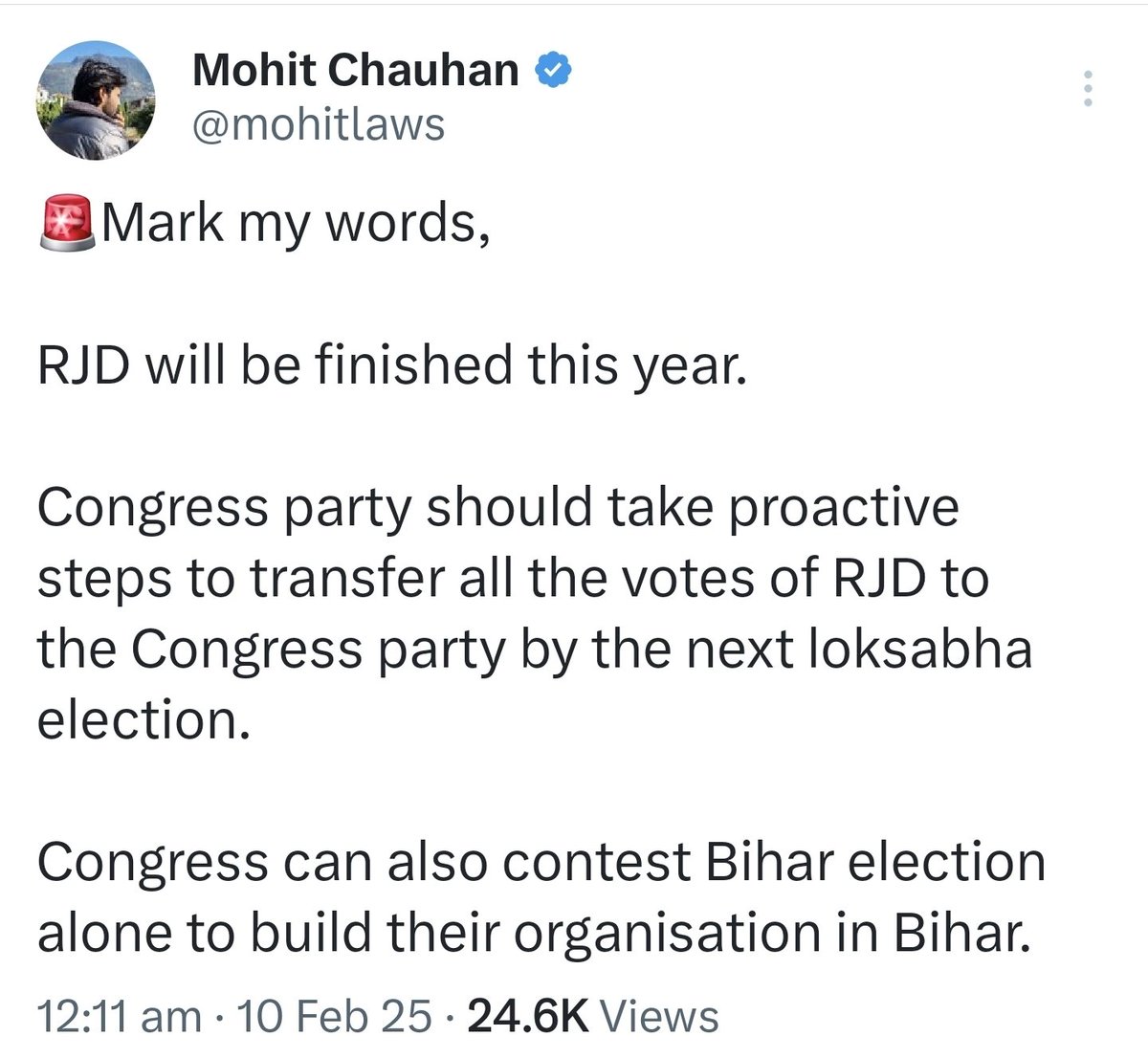 Massive Breaking 🚨 

Congress unofficial IT cell has revealed their plan to finish RJD in Bihar.🔥🔥🔥

Moye Moye to RJDians😂

Big blow to INDI alliance🏳️‍🌈

Rahul Gandhi is a Kattapa😭
