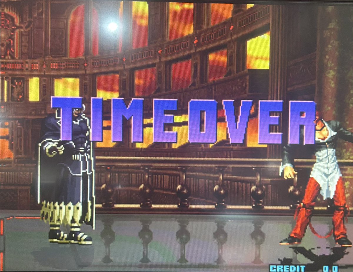 liger1812nd's tweet image. #liger18のアーケードゲーム録
#KOF2001
新たにキムを加入。ゼロまで到達。
ジョーやユリも大概だが、キムの勝利イラストも首を傾げたくなる…
どこをどう見ても『正義』らしくない雰囲気じゃないですかw
いや、チャンやチョイから見たキムと考えればワンチャン…？