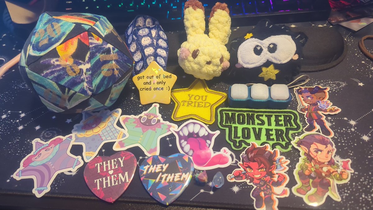 Lucid (@lucid_jester3) on Twitter photo Today was a day but I got to stop at a convention and got some cute little things. The only other thing that's not pictured here is an astarion sticker which I got for <a href="/AlnovaVickra/">VickraAlnova</a> Today was a day but I got to stop at a convention and got some cute little things. The only other thing that's not pictured here is an astarion sticker which I got for <a href="/AlnovaVickra/">VickraAlnova</a>